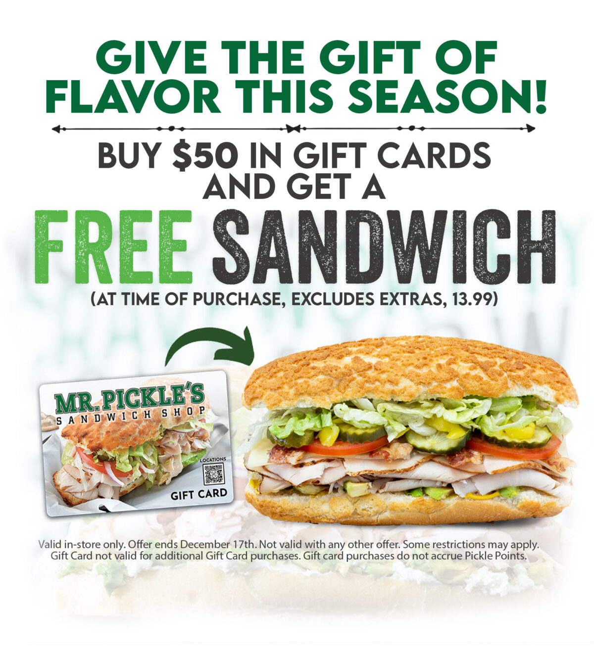 Mr. Pickle's Sandwich Shop  We are a premier full service-sandwich shop  specializing in innovative sandwiches, salads and catering